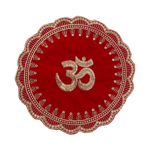 Round Red Aum Mataji cloth/Arlington cloth