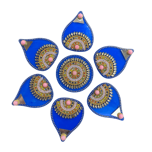 Exclusive Blue Fancy beaded Acrylic large Rangoli