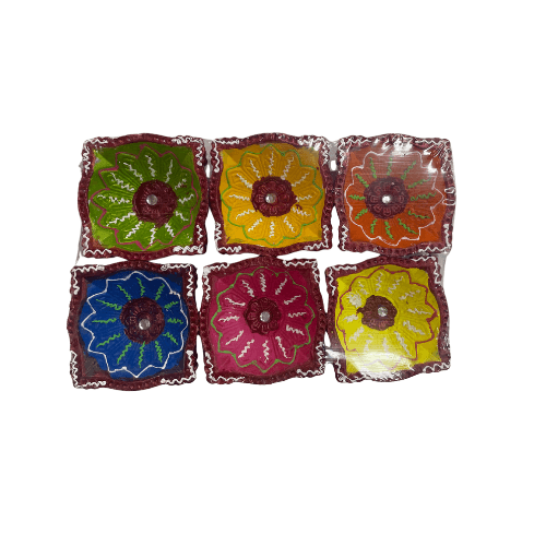 Pack of 6 Fancy painted Diwali clay lamps